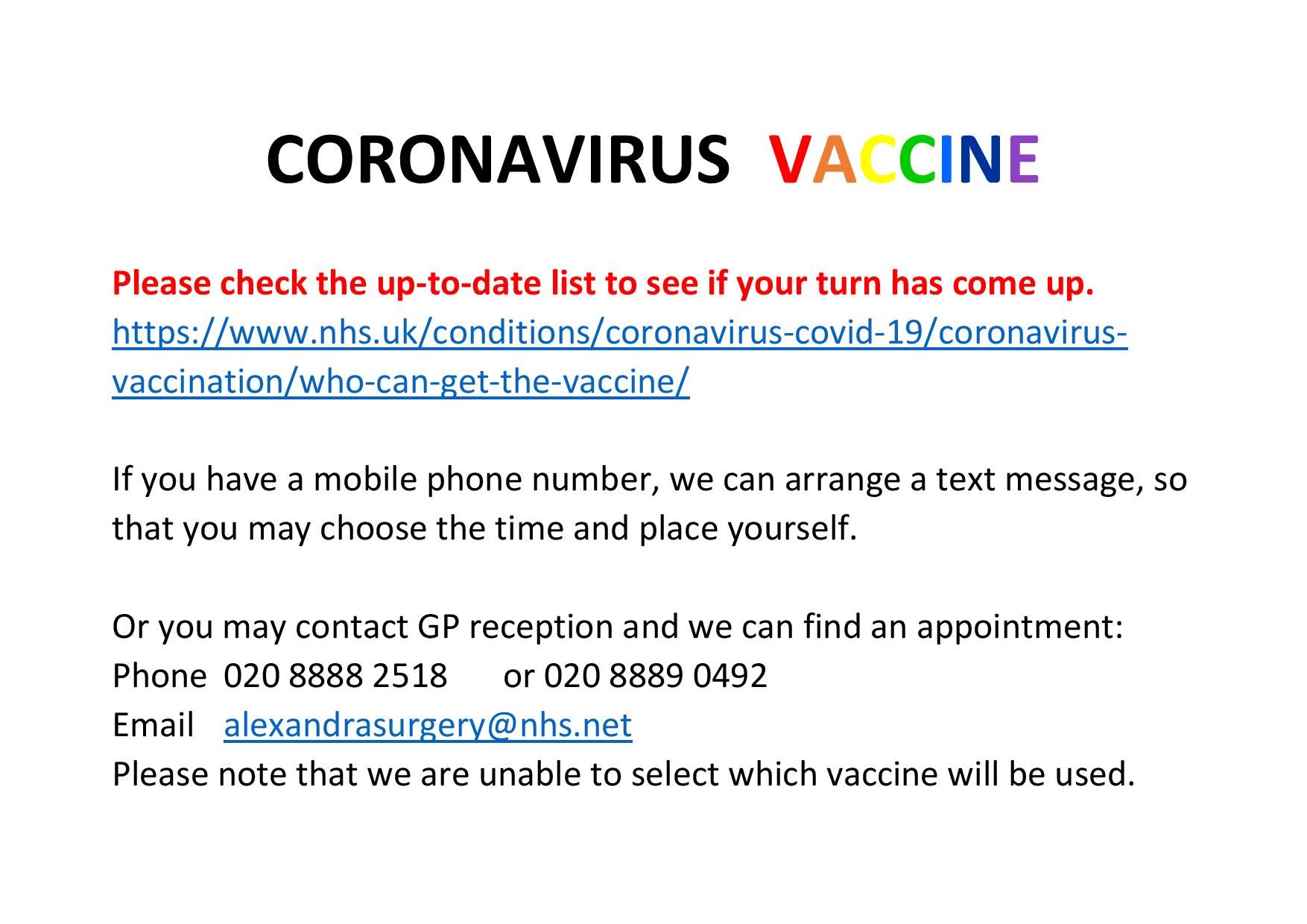 Coronavirus vaccine door notice Coronavirus vaccine door notice